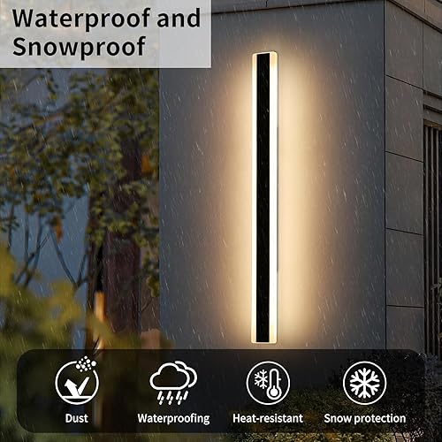 Miniatura 5 de Apliques de pared para exteriores de 59 pulgadas, lámpara de pared moderna con luces cálidas de 3000 K, panel acrílico esmerilado con transmisión de