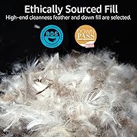 Vista 4 de Almohada de plumas de lujo tamaño estándar, almohada de cama esponjosa de calidad de hotel, almohada suave para dormir, funda de algodón orgánico