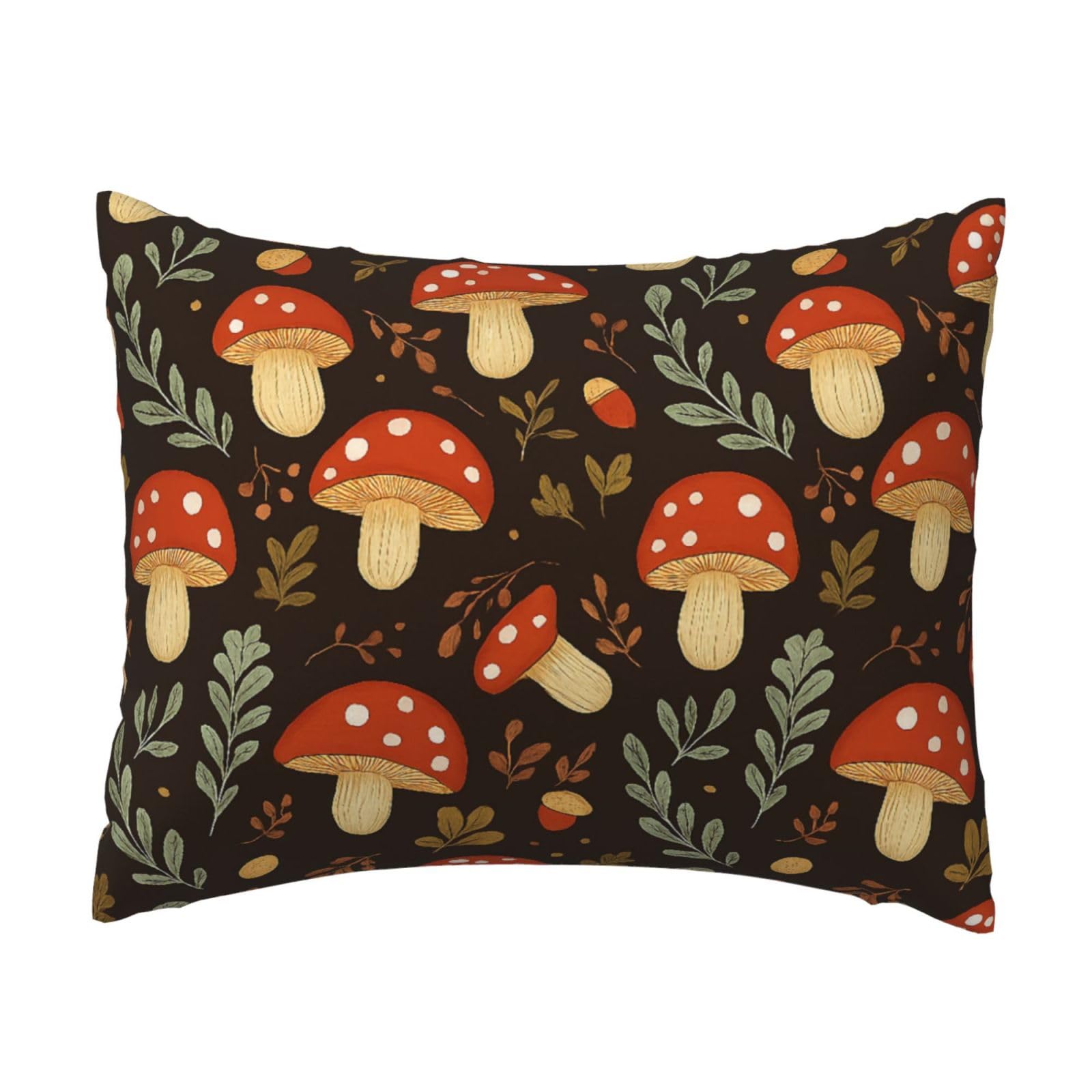 Mushroom, Nut and Leaf Pillowcase Soft Plush with Zipper Decorative Pillowcovers 16x20 in
