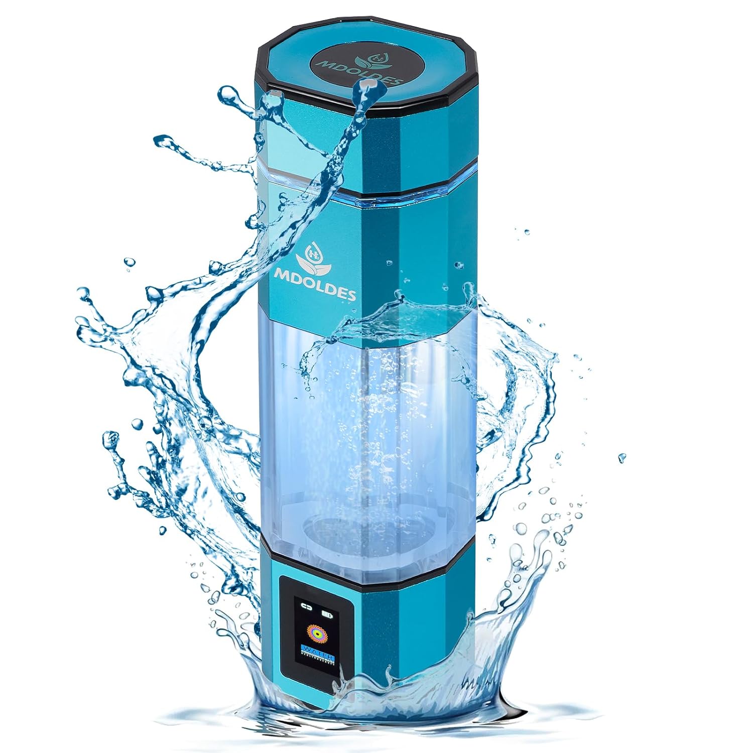 Hydrogen Water Bottle -Mdoldes- Concentration up to 4.0+PPM-SPE and PEM Technology Hydrogen Water Bottle,Certified H2 Generator?H2 Half-Life: 80 Minutes?Blood Sugar lowering, 10.15 oz (Light Blue)