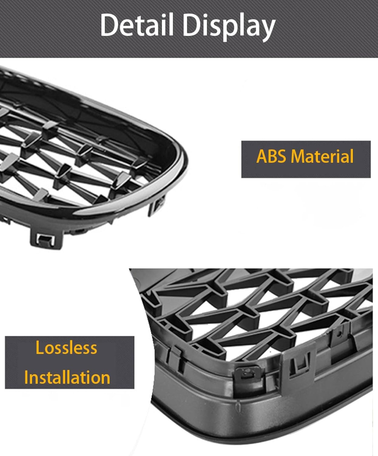 Car Front Grille For BMW X2 F39 2018-2022 Diamond Car Front Bumper Kidney Grille Racing Grill Gloss Black Grilles Grills Trim