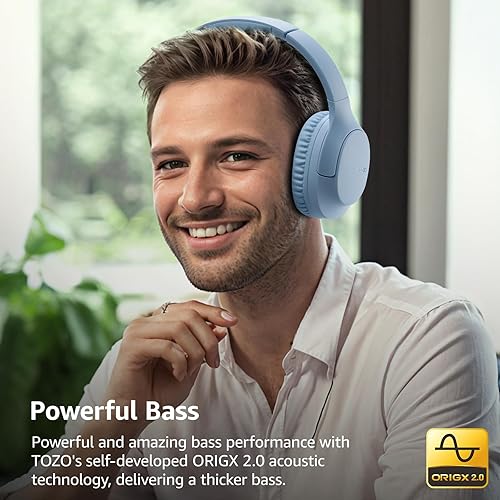 Miniatura 2 de TOZO HA1 Auriculares Bluetooth 5.4 sobre la oreja, 70 horas de reproducción con micrófono, auriculares plegables inalámbricos, sonido estéreo de