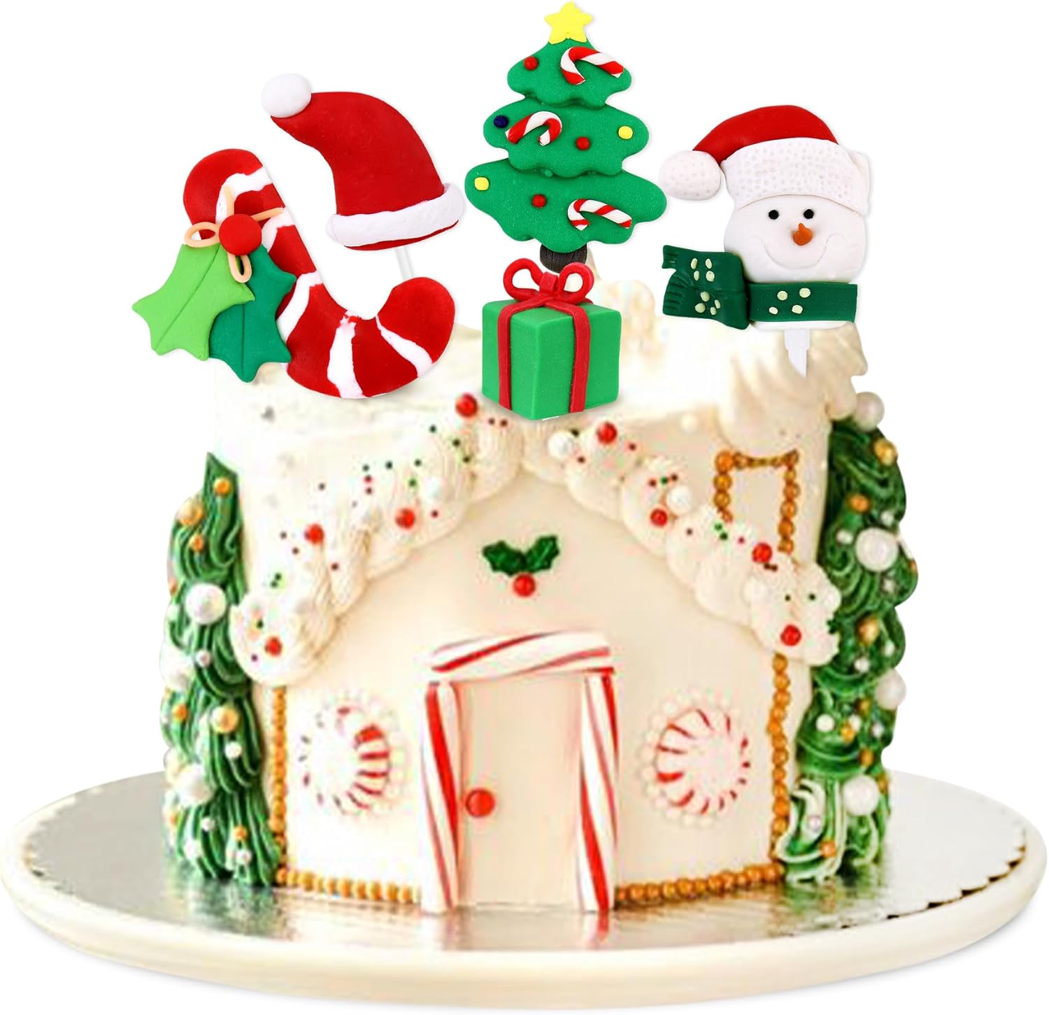 Amazon.com: Ercadio 5 Pack Resin 3D Christmas Cake Toppers Santa Claus ...