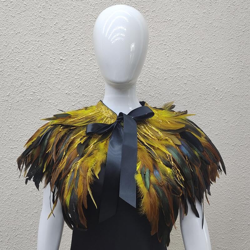 Sequin Feather Cape Collar for Women – Shoulder Shawl Cloak with Ribbon Tie – Christmas Party Costume Accessory2