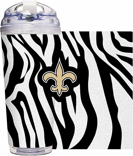 Miniatura 27 de Rico Industries NFL Football Glitter 24 onzas Vaso de purpurina acrílico con tapa con bisagra, Vaso de doble pared oficialmente licenciado