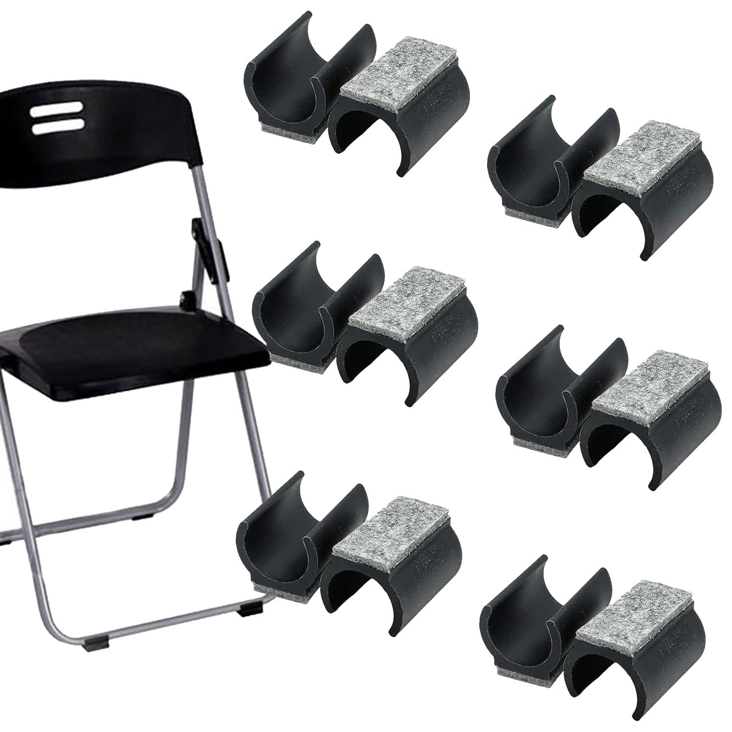JOYOLA Pack of 12 Chair Gliders, U Shaped Chair Tube Floor Protectors, Felt Chair Pads, Furniture Pads with Felt Pads, Diameter 24-25 mm, for Cantilever Chairs, Protect Tile Floors