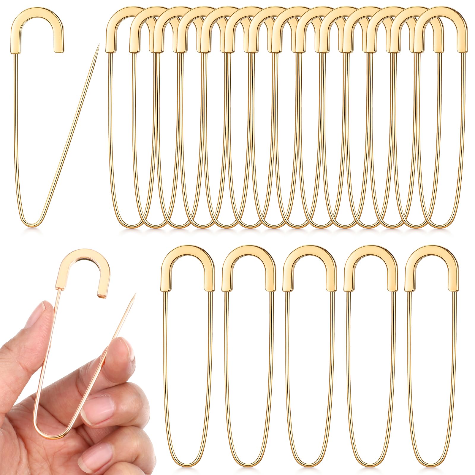 Photo 1 of 20 PCS 3 Inch Large Safety Pins Iron Brooch Safetys Pin Bulk Extra Large Heavy Duty Safetys Pin Decorative Safety Pins for Clothes, Leather, Canvas, Blankets, Crafts, Skirts-Gold
