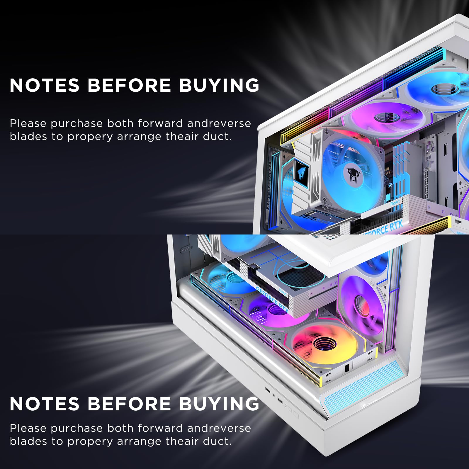 TZMRIT Interstellar-V2 Reverse Flow Daisy Chain RGB UNI Ventilateur PC 120mm 3 Pièces 1850RPM/68CFM Miroir infini 5V3PIN ARGB et 12V4PIN PWM Ventilateur Blanc