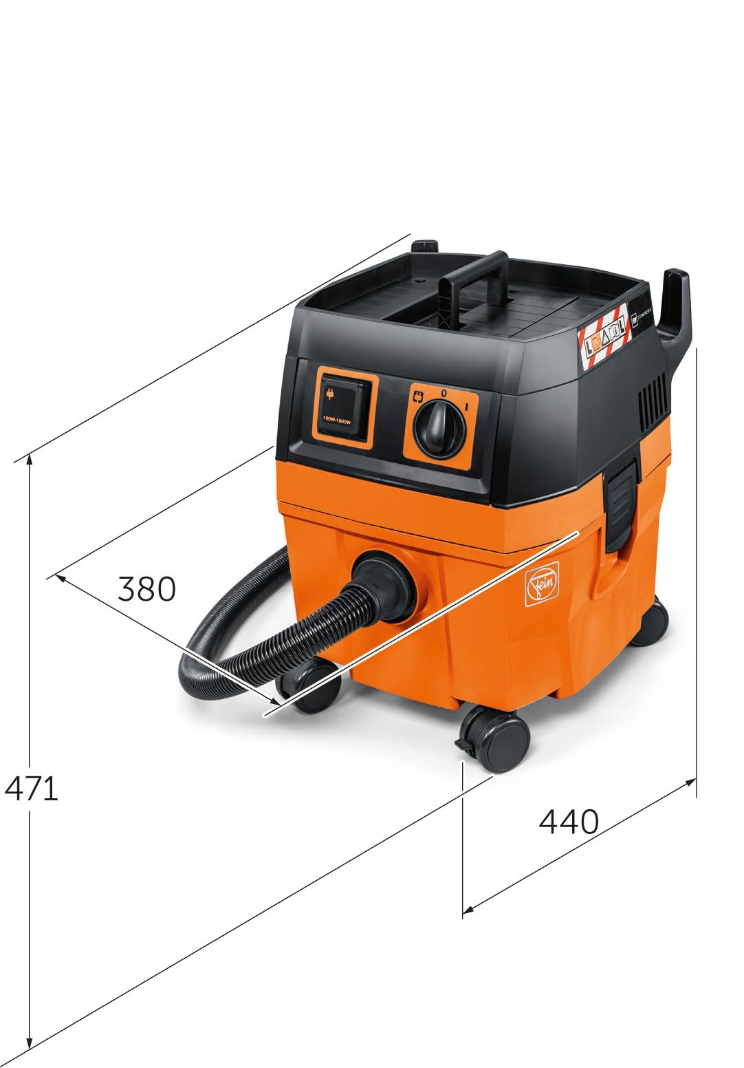 FEIN Dustex 25 L, Aspirador de obras para conexión de herramientas eléctricas, Aspirador en humédo/seco con cable de red 7,5 m, Potencia máxima de entrada 1380W. Homologación para la clase de polvo L. | Conexión de herramientas eléctricas. cable de red 7,