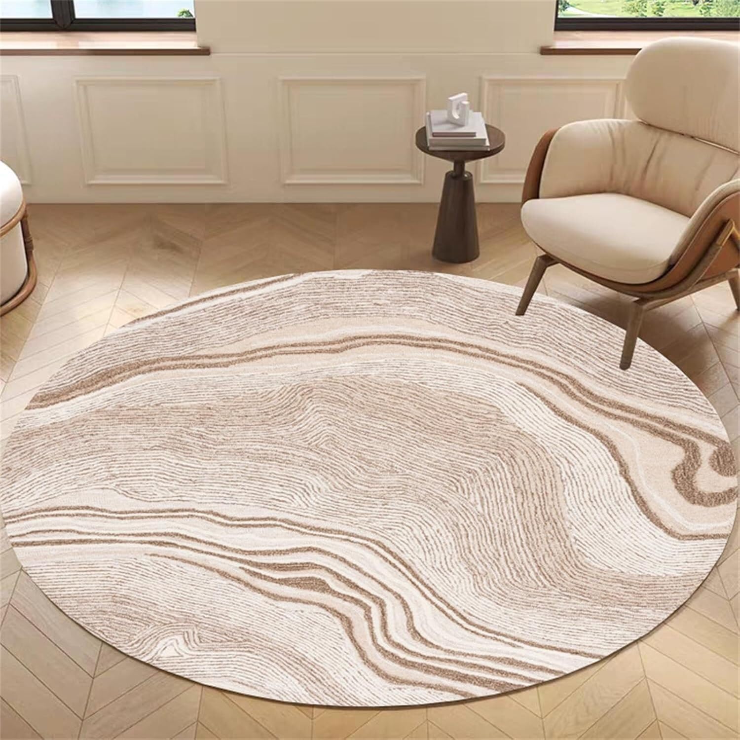 SSDDLZEQ Premium durable range Nordic-style Round Computer Chair And Gaming Chair Cushion(Wood Grain,60cm)