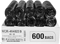 Vista 63 de Aluf Plastics - Bolsas de basura de alta densidad, 10 galones, 1000 unidades, 8 micras (eq), 24 x 24 pulgadas, negras, para baño, oficina