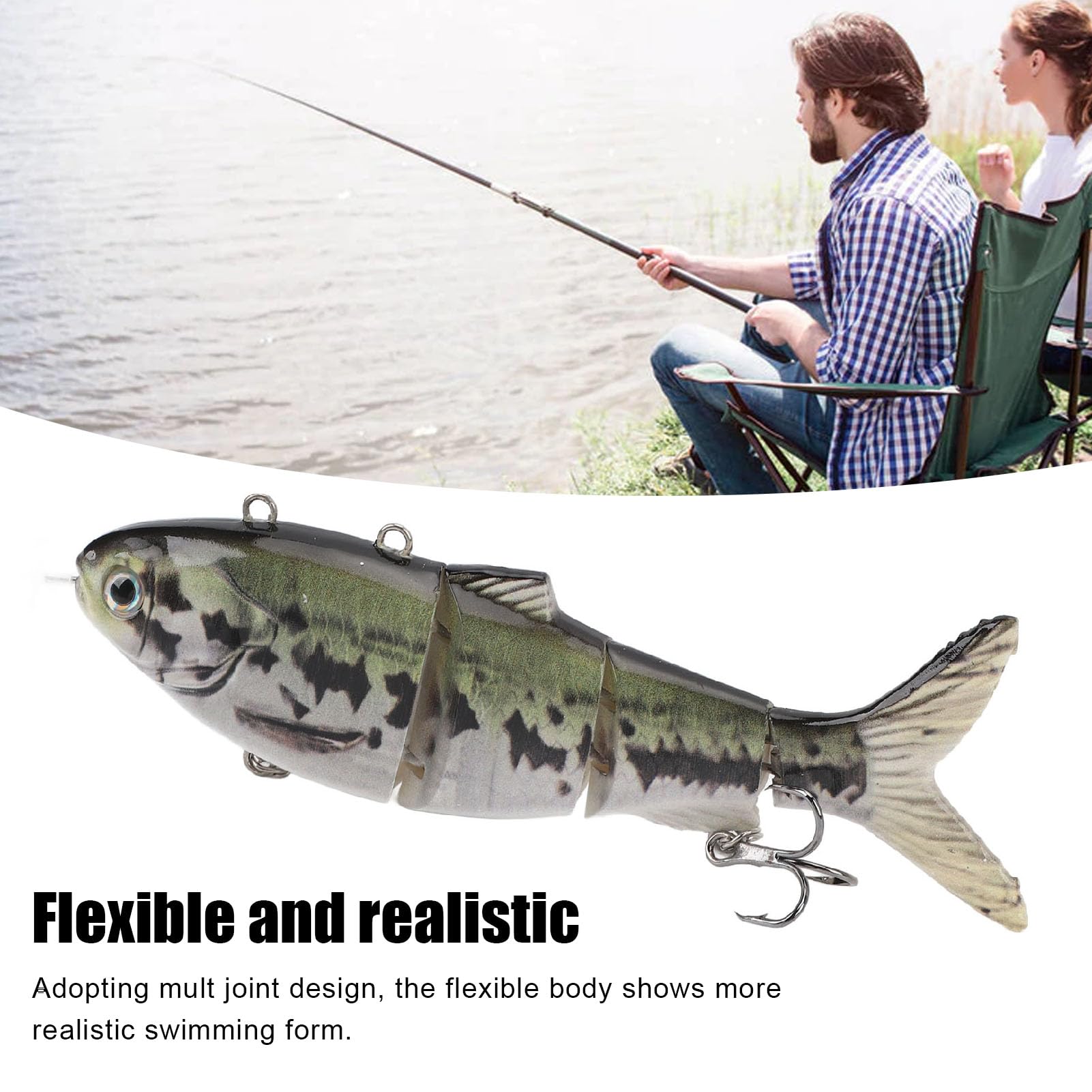 Esca da Pesca Elettrica, Swimbait Elettrico Multisnodato USB Ricaricabile Usa Un'esca Elettrica a LED Realistica Adatta per Ambienti D'acqua Dolce
