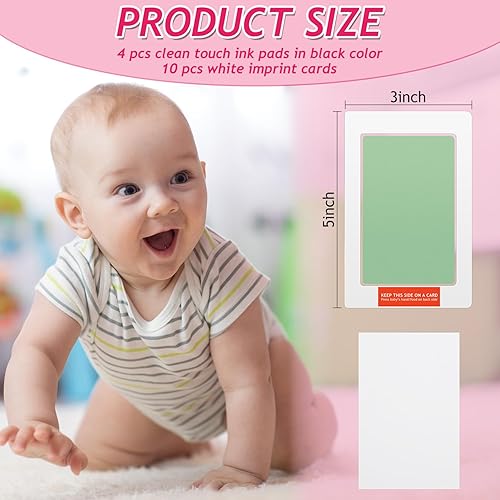 Miniatura 2 de Outus Clean Touch - Almohadilla de tinta para bebé recién nacido, huella de mano y huella de mascotas, sin tinta, sello de manos y pies (verde, 4.9