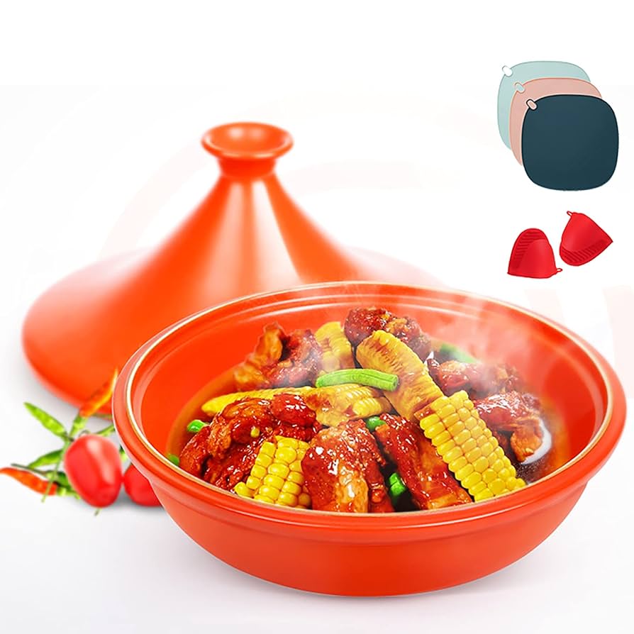 タジン鍋 Amazon | 蓋付きモロッコタジン鍋、28cmの大型美味しさ凝縮