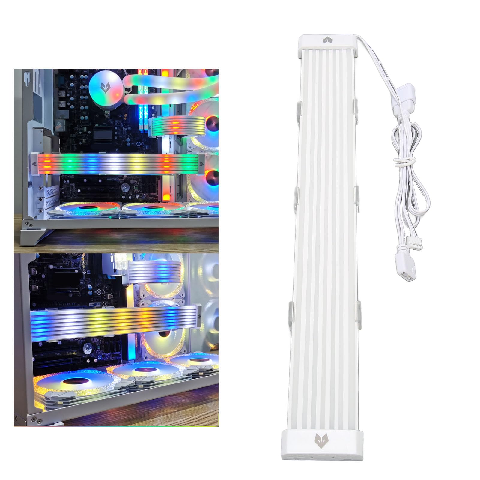 Bewinner Kit Cavo di Prolunga Alimentazione RGB - ATX 24 Pin PSU Sincronizzato 5V a 3 Pin per Scheda Madre ARGB con Tubo in Silicone Morbido Diffuso a LED