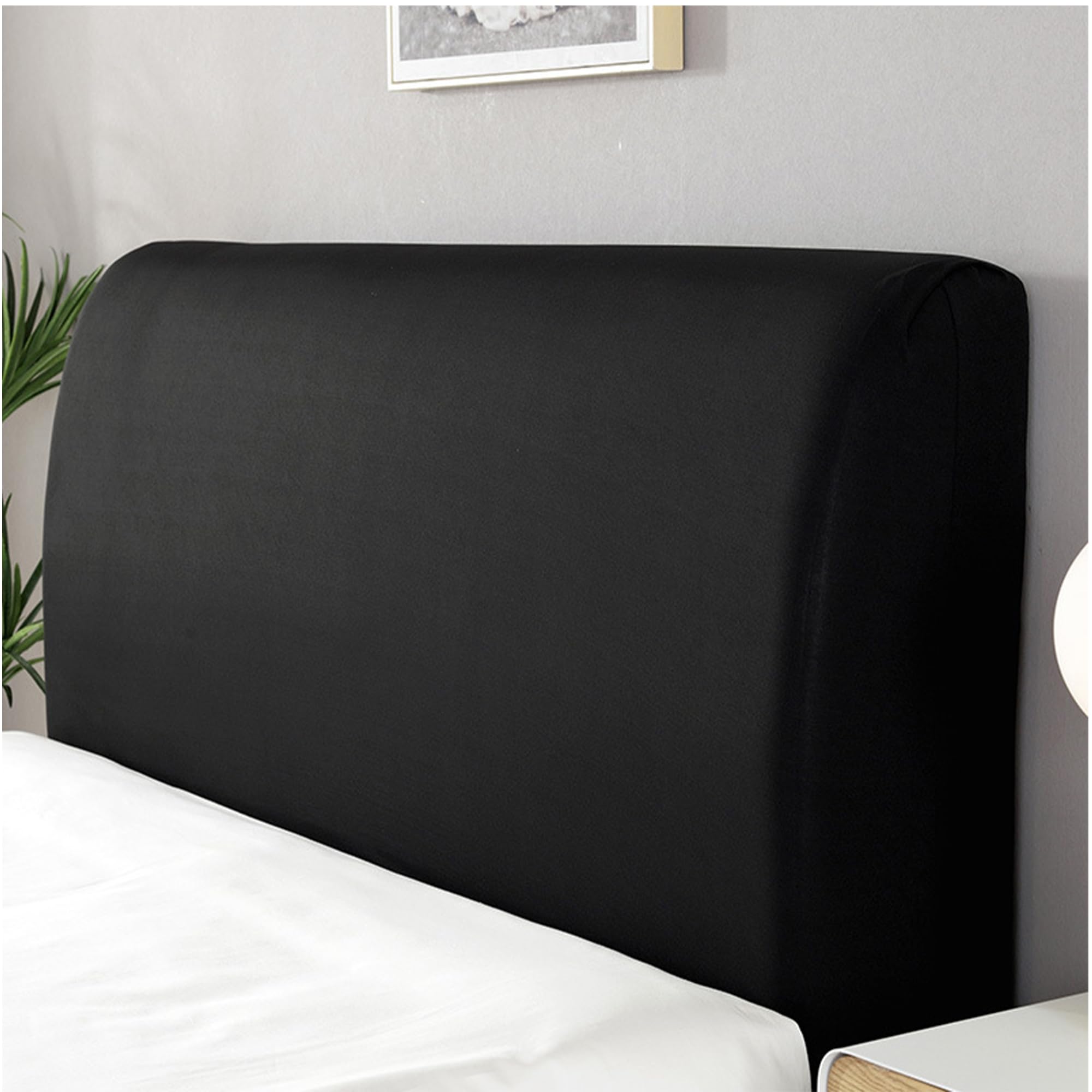 Sueving Stretch Headboard Cover, Bed Headboard Cover, Dustproof Headboard Wrap, All-Inclusive Bed Head Protector for Single/Double/King/Super King Bed Headboards (Black, Small Double, 110-140CM)