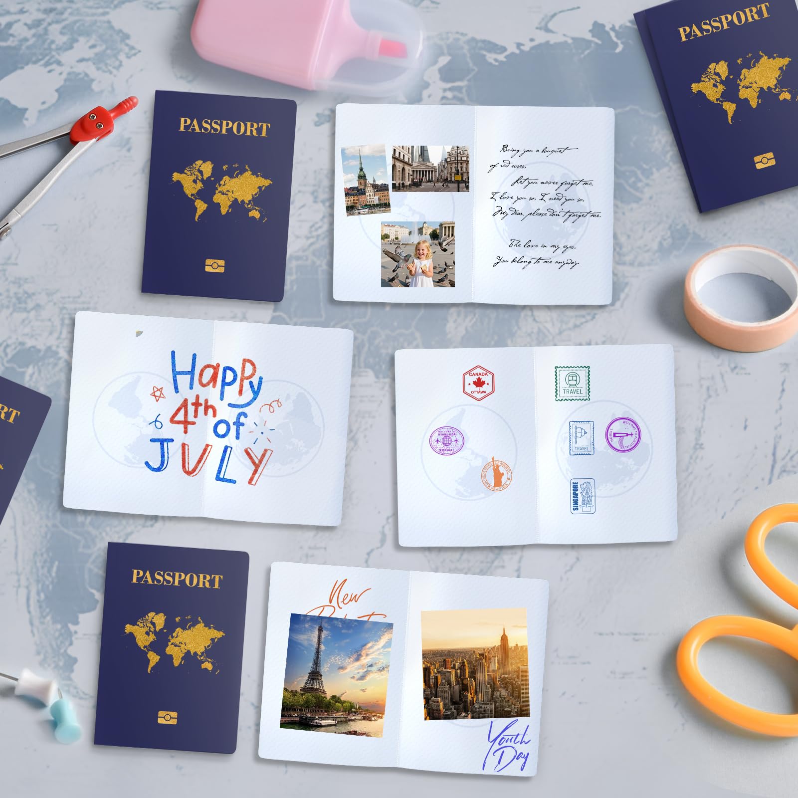 Lot de 100 carnets de passeport vierges bleus