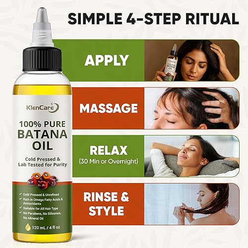 Miniatura 5 de Klencare Aceite para el cabello Batana 100% puro sin refinar  Tratamiento orgánico crudo prensado en frío para el crecimiento del cabello y cuero