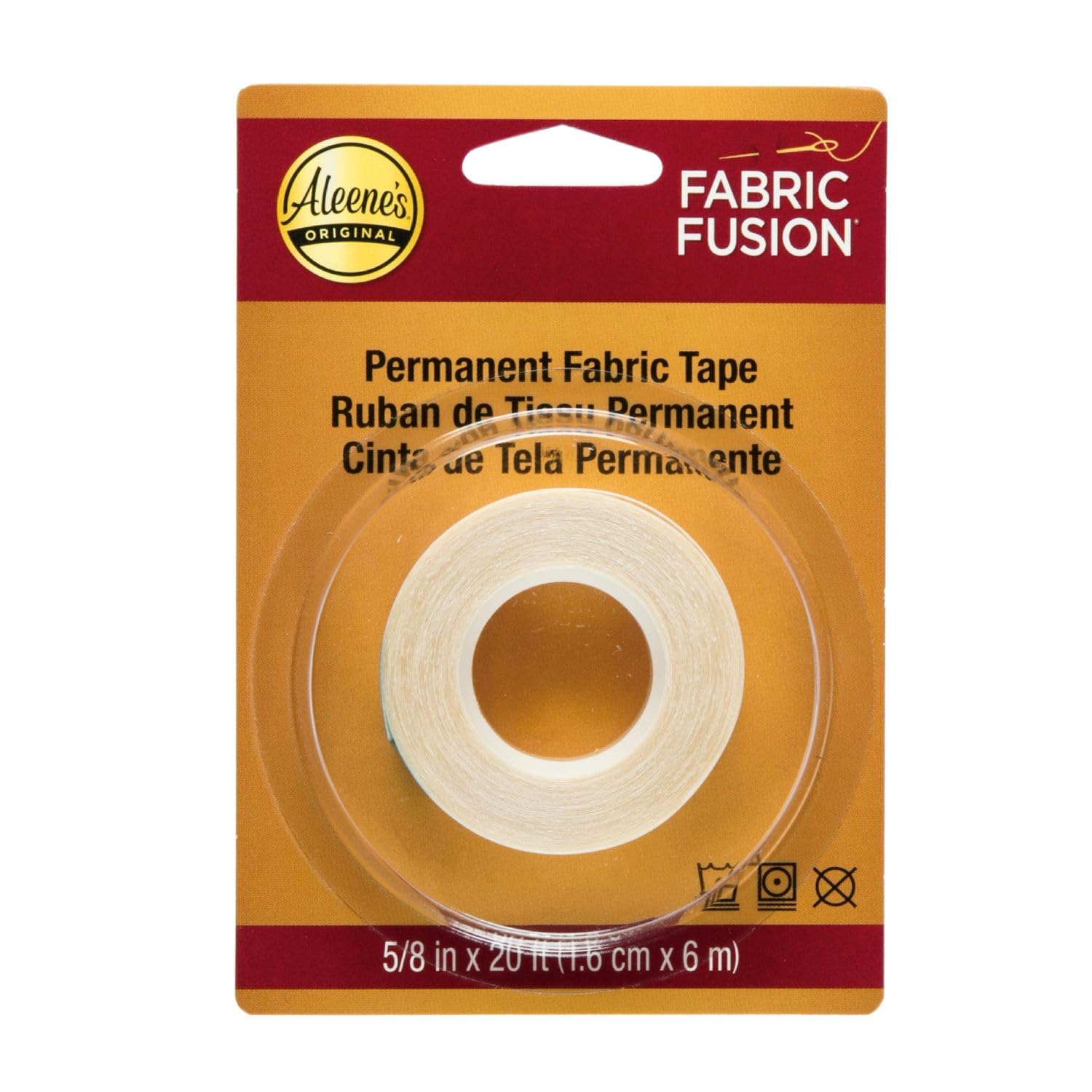 Aleene's Fabric Fusion Adheisve Fabric Tape , Peel and Stick, Permanent and Washable Fabric Glue Tape for Crafts, 5/8" Roll