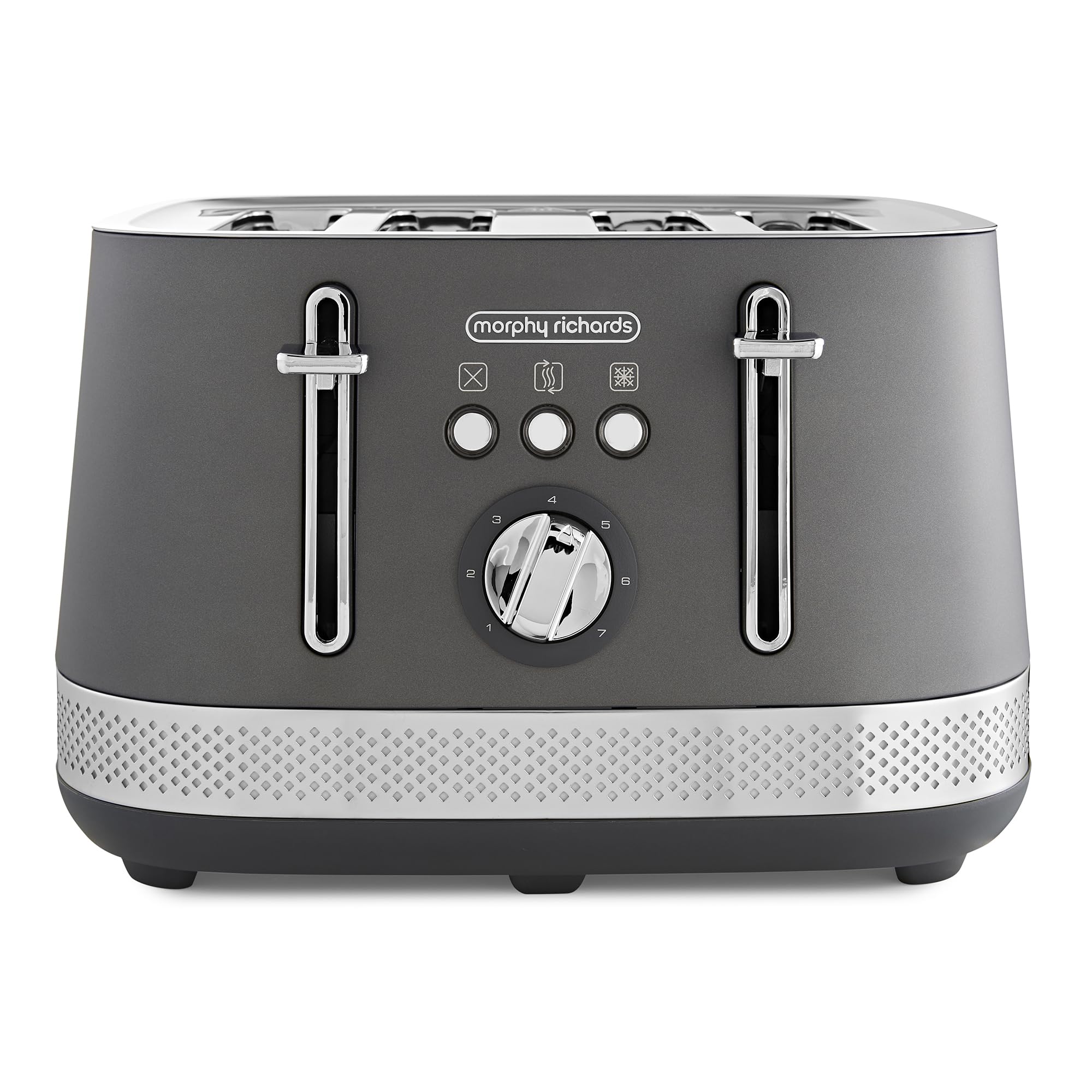 Morphy Richards Illumination 4 Slice Toaster, 7 Toast Settings, Browning Controls, Variable Width Slots, Auto Pop-up, Removeable Crumb Tray, Cord Storage, 1500W, Titanium, 248022