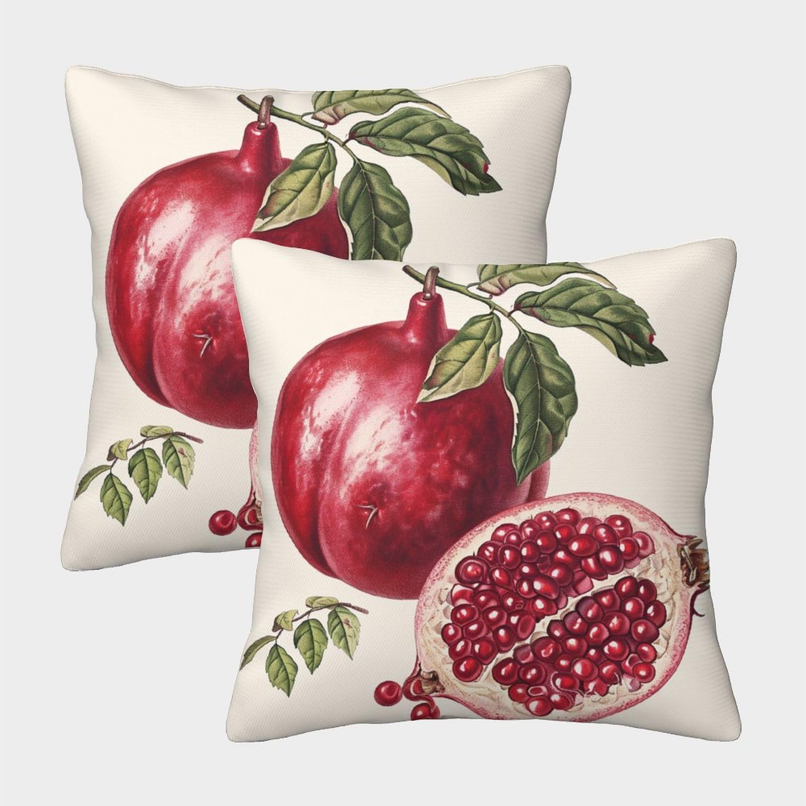UENDOKRNN Pomegranate Throw Pillow Set of 2 Soft with Invisible Zipper Fruits Throw Pillow Covers Nches Home Decorative SquarePillowcases for Sofa Couch Livingroom Office Car 50x50cm