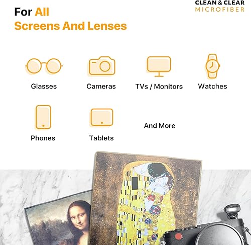 Miniatura 5 de Paquete de 2 paños de limpieza de microfibra de alta calidad (mejor para lentes de cámara, gafas, pantallas y todos los lentes), paño de microfibra