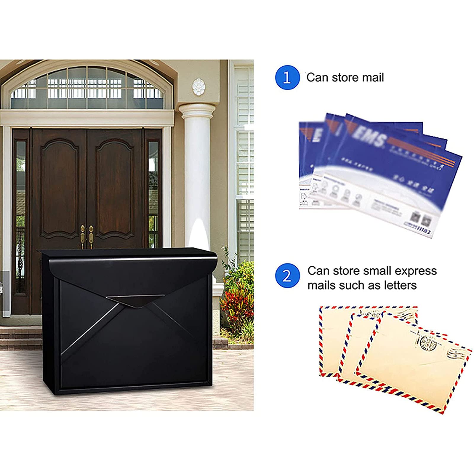 Cassetta postale a parete, cassette postali LetterBox Parcel Drop Box Outdoor Impermeabile Bloccabile Cassaforte Cabina di consegna sicura - con 2 tasti