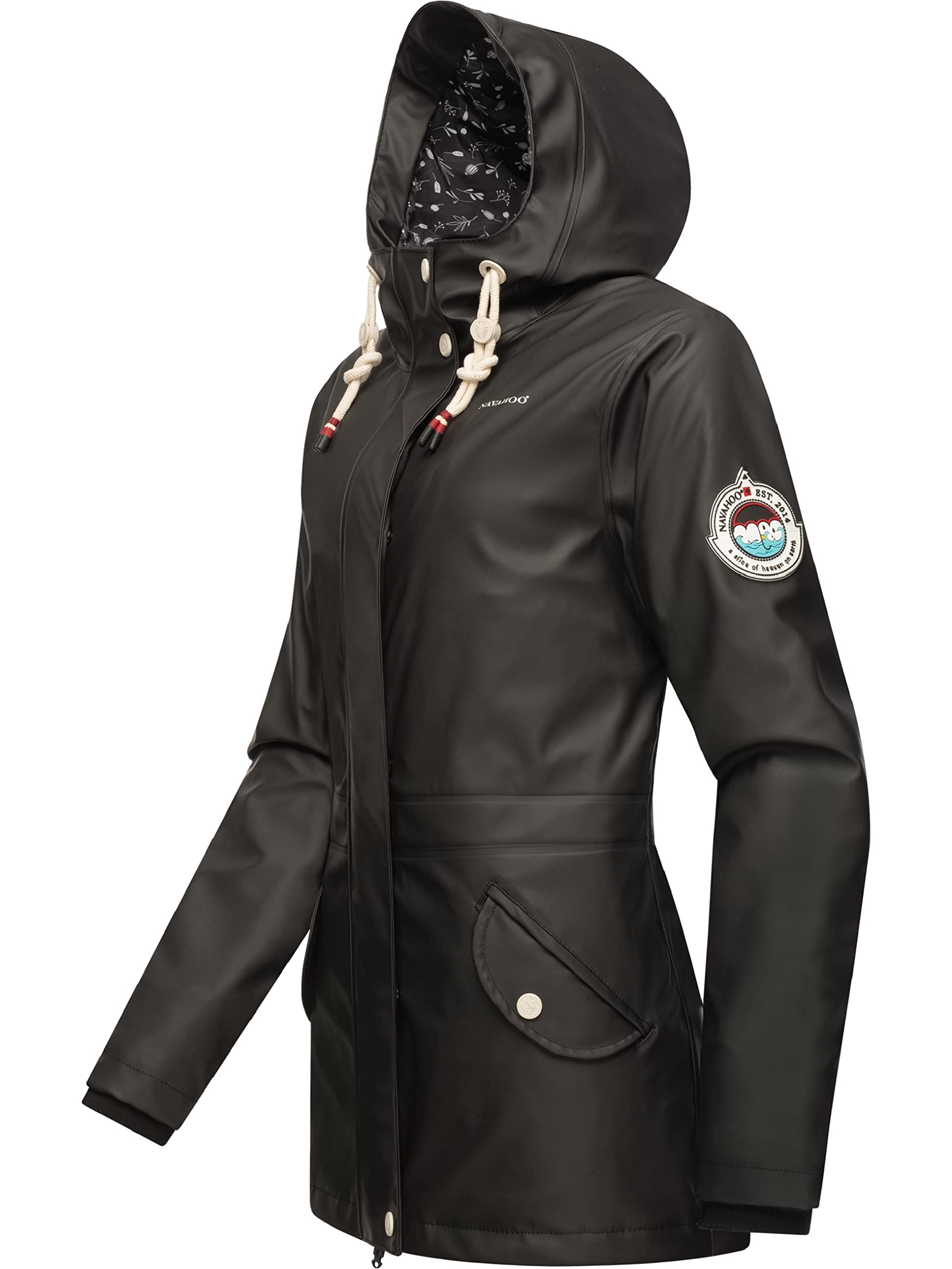 Navahoo Damen Übergangsjacke Regenmantel wasserdicht lang warm gefüttert mit Kapuze Oceans Heart XS-XXL