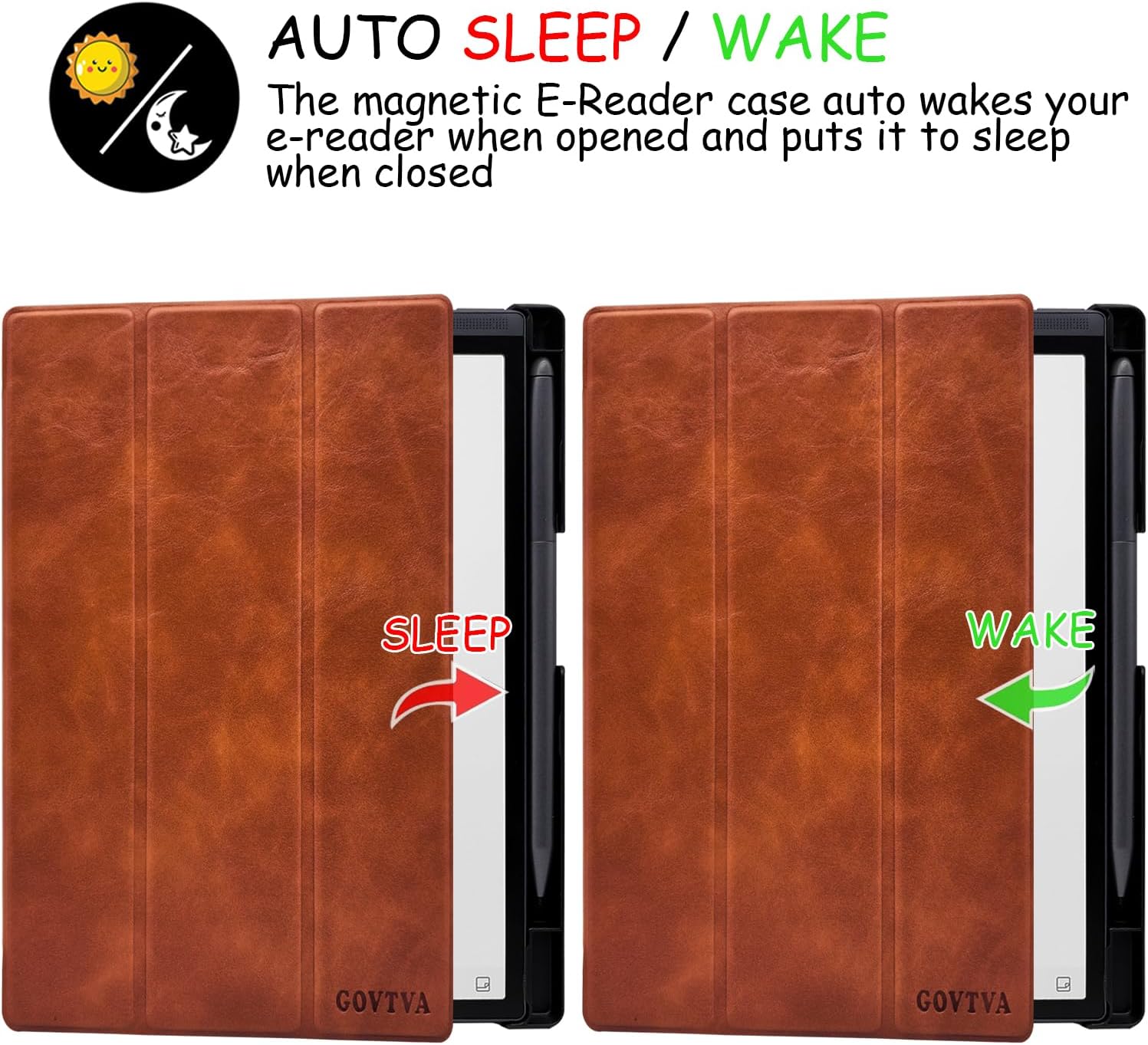 Protective Folio Case for iFLYTEK AINOTE Air 2, Ultra-Thin Lightweight Trifold Protective Cover with Built-in Pen Holder Auto Sleep/Wake for AINOTE Air2 Tablet 8.2 inch (Brown)