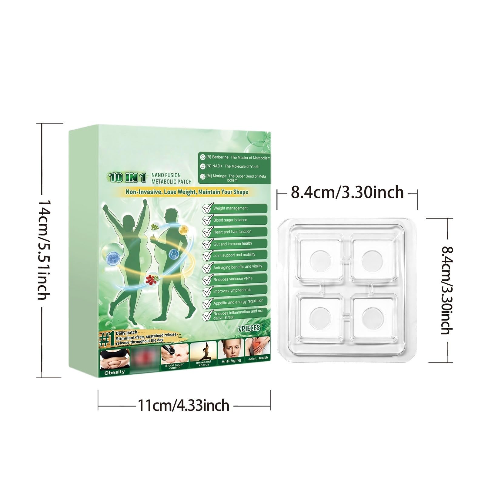 Moringa x Berberine Paratch, Nano Microneedle Slimming Paratch, Soft & Effective, Invisible Under Clothes, for Men & Women,Natural Ingredients, Easy to Apply