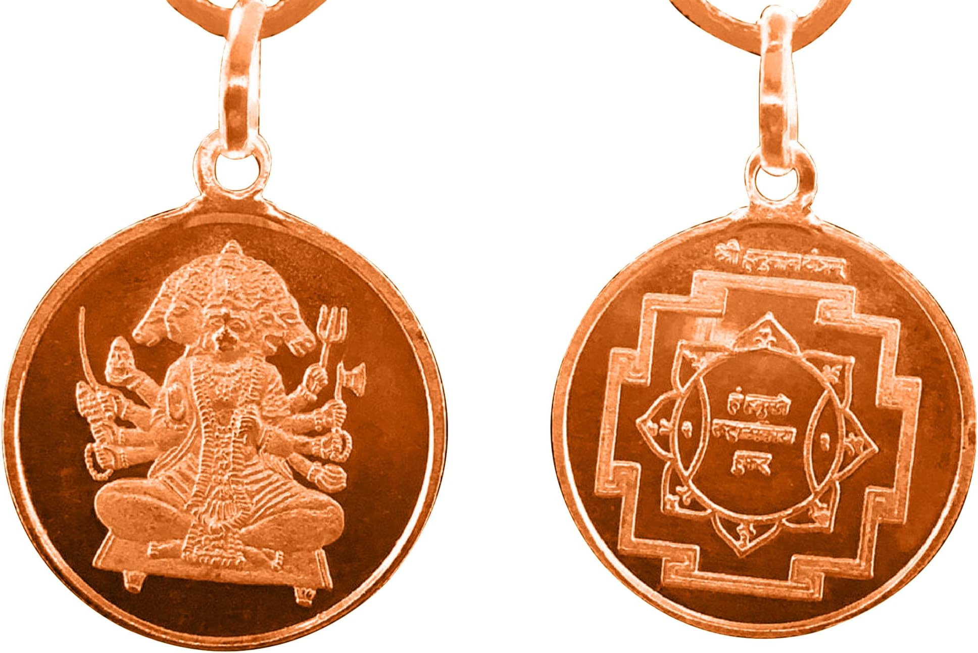 Panchmukhi Hanuman Yantra Pendant In Pure Copper 999 Blessed And Energized Locket