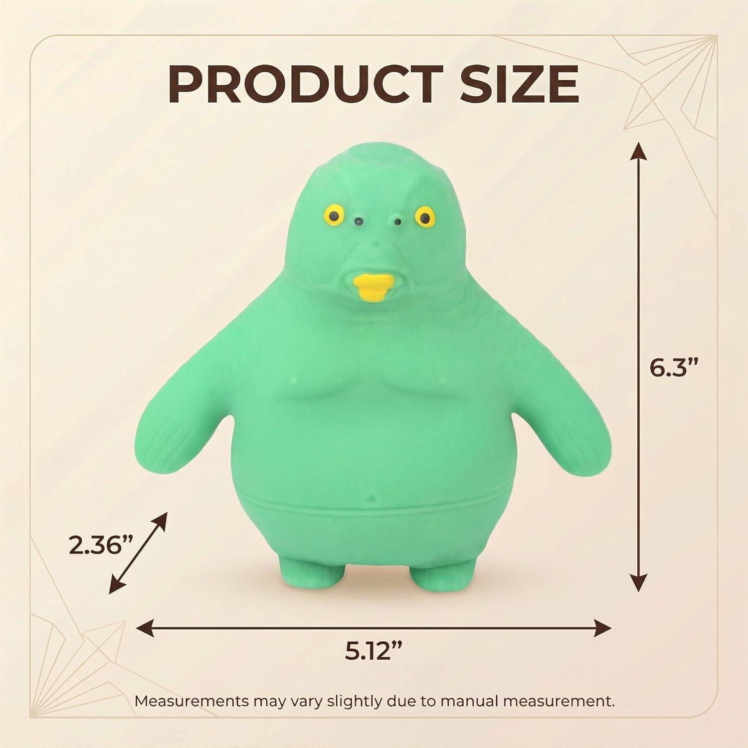 Sand Filled Squishy Toys, Heavy Green Head Fish Figure Stress Toys for Anxiety Relief, 6.3 Inches Stretchy Silent Fidgets Calming Stress Relief Squeeze Gadgets Office Classroom for Adults Men Women