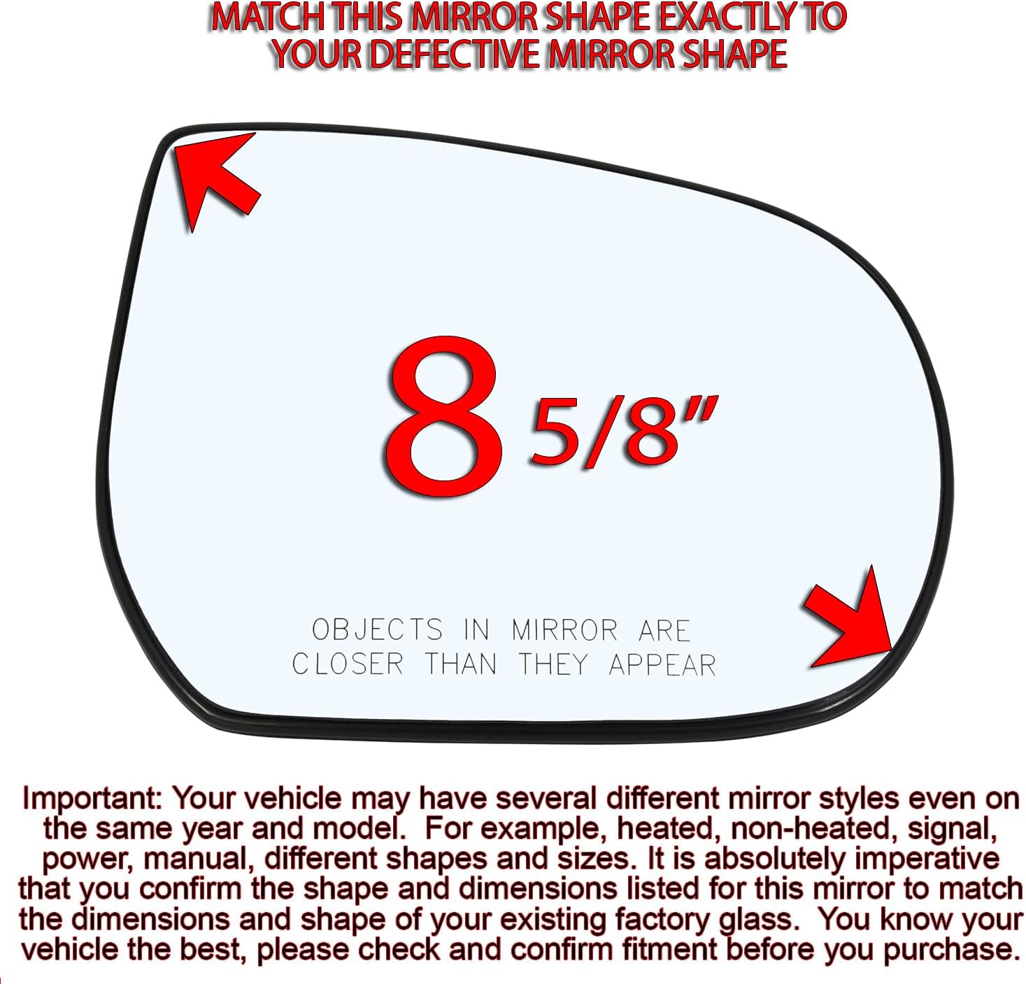 Passenger Side Mirror Glass For 2001-2007 Ford Escape, 2005-2007 Mercury Mariner Right Door Mirrors With Back Plate YL8Z17K707DA Non-Heated