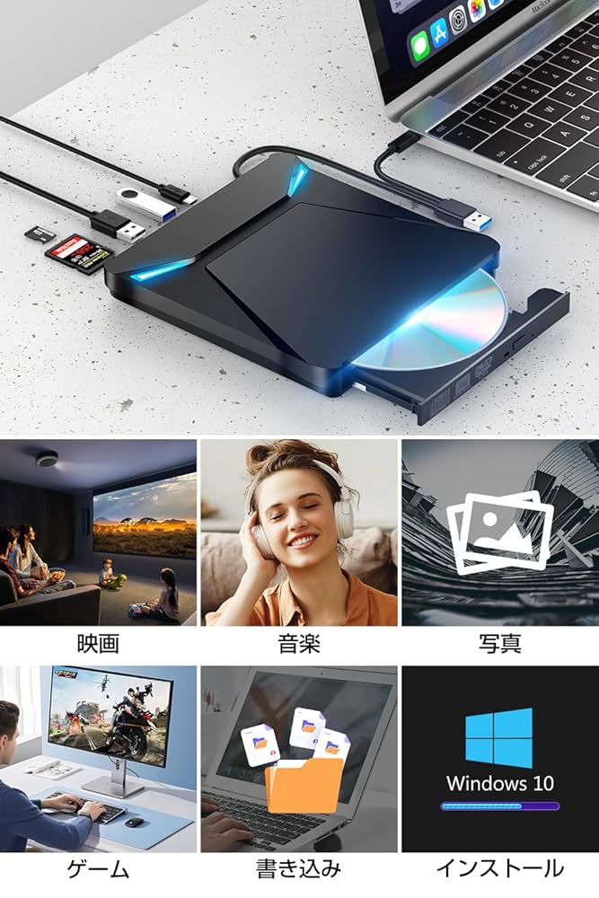 Amazon.co.jp: DVDドライブ 外付け 【2024新モデル・6In1多機能
