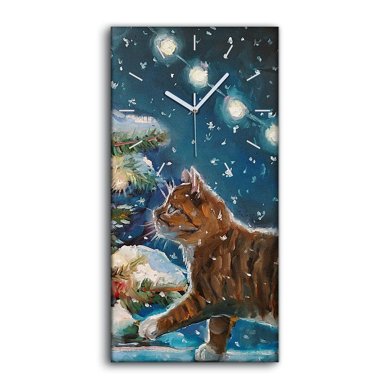 Horloge sur Toile Salon Chaton sous l'Arbre Décoration Murale Chambre
