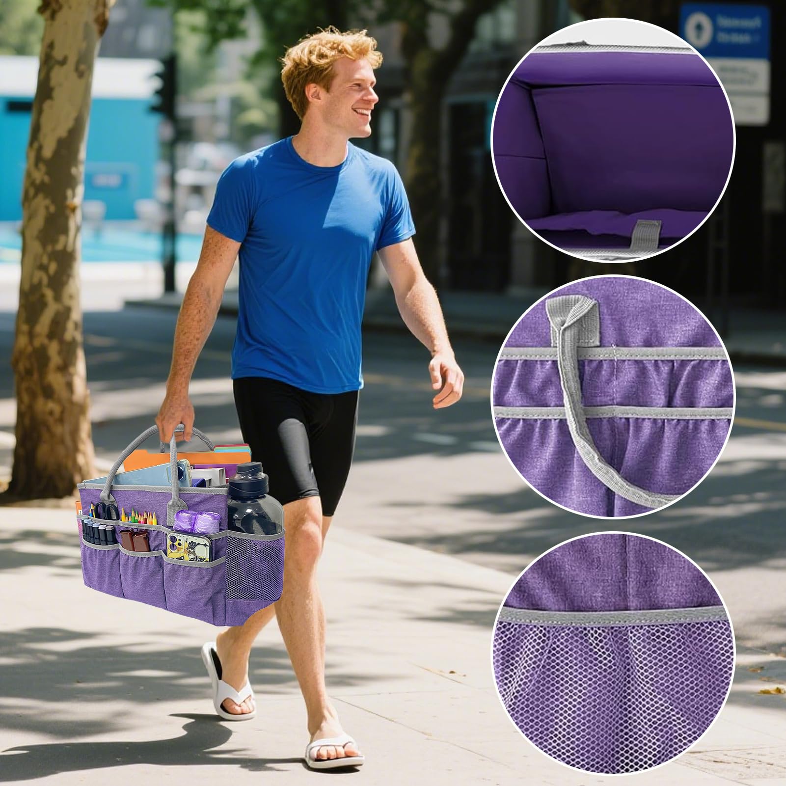 Sac De Rangement Étanche, Gallon De Grande Capacité, PVC, Sac Fourre-tout Organisateur Artistique, Fourre-tout De Rangement Artisanal, Avec Plusieurs Poches Et Poignées, Pour La Papeterie Supplies Kid