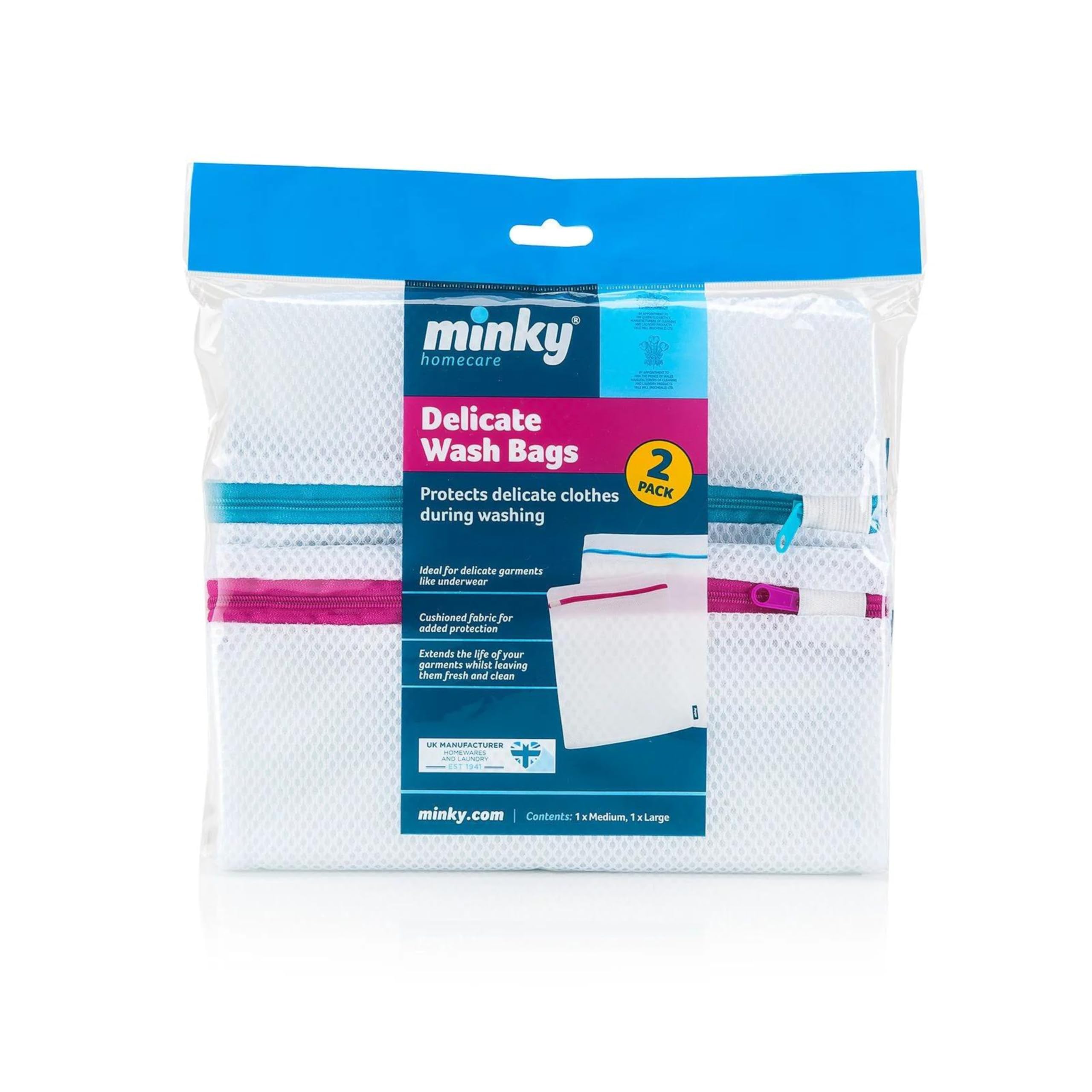 Minky Delicates Laundry Bag 2 Pack, Reusable Mesh Laundry Bags for Washing Machine, Bra and Shoe Washing Machine Bag with Protective Case and Zips, Large and Small Mesh Bags