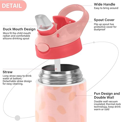 Miniatura 4 de GOODOLD Cute Cat - Botella de agua para niños, botellas de agua aisladas de acero inoxidable con tapa con popote, 12 onzas, sin BPA, a prueba de