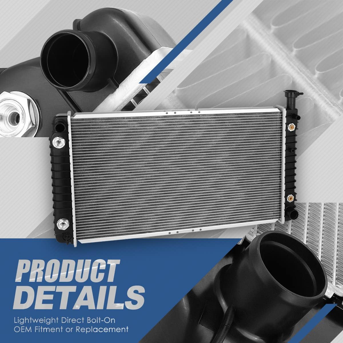 Auto Dynasty Radiator Compatible with 1992-1993 Chevy G10 G20 G30 GMC G1500 G2500 G3500 4.3L, 5.0L, 5.7L, DPI 1489 Factory Style 1-Row Cooling Radiator, Aluminum Core