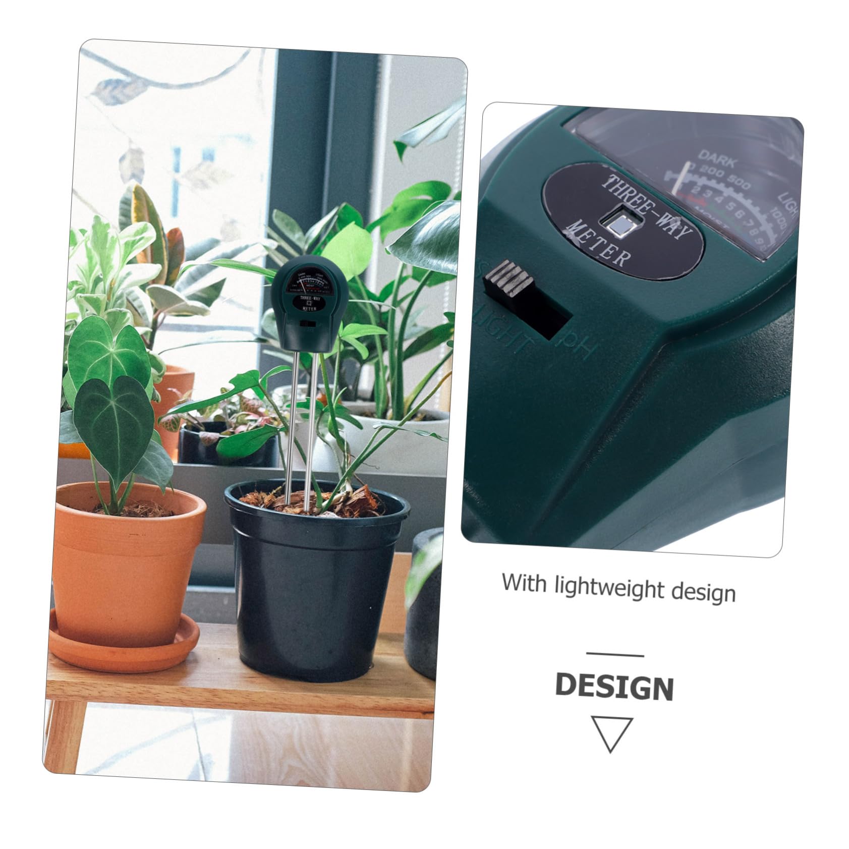Sosoport 4 Pz rilevatore di suolo terriccio misuratore di umidità del suolo metro del suolo terreno succulento luce di umidità e misuratore di ph kit per tester del suolo plastica Green