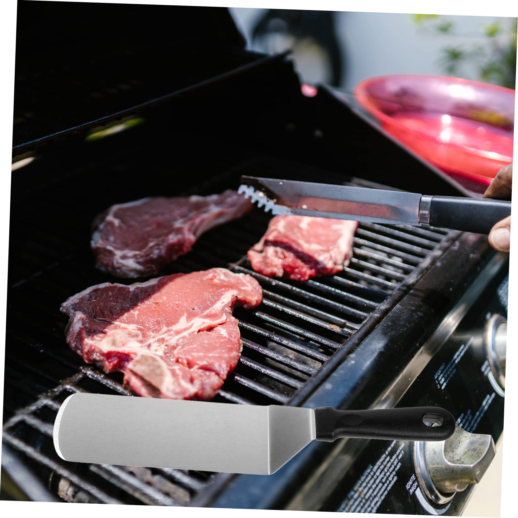 SOLUSTRE Spatola per Cucina in Acciaio Inossidabile e Pp Set 3 Pezzi per Girare e Mescolare, Utensile Resistente per Barbecue e Padelle Antiaderenti