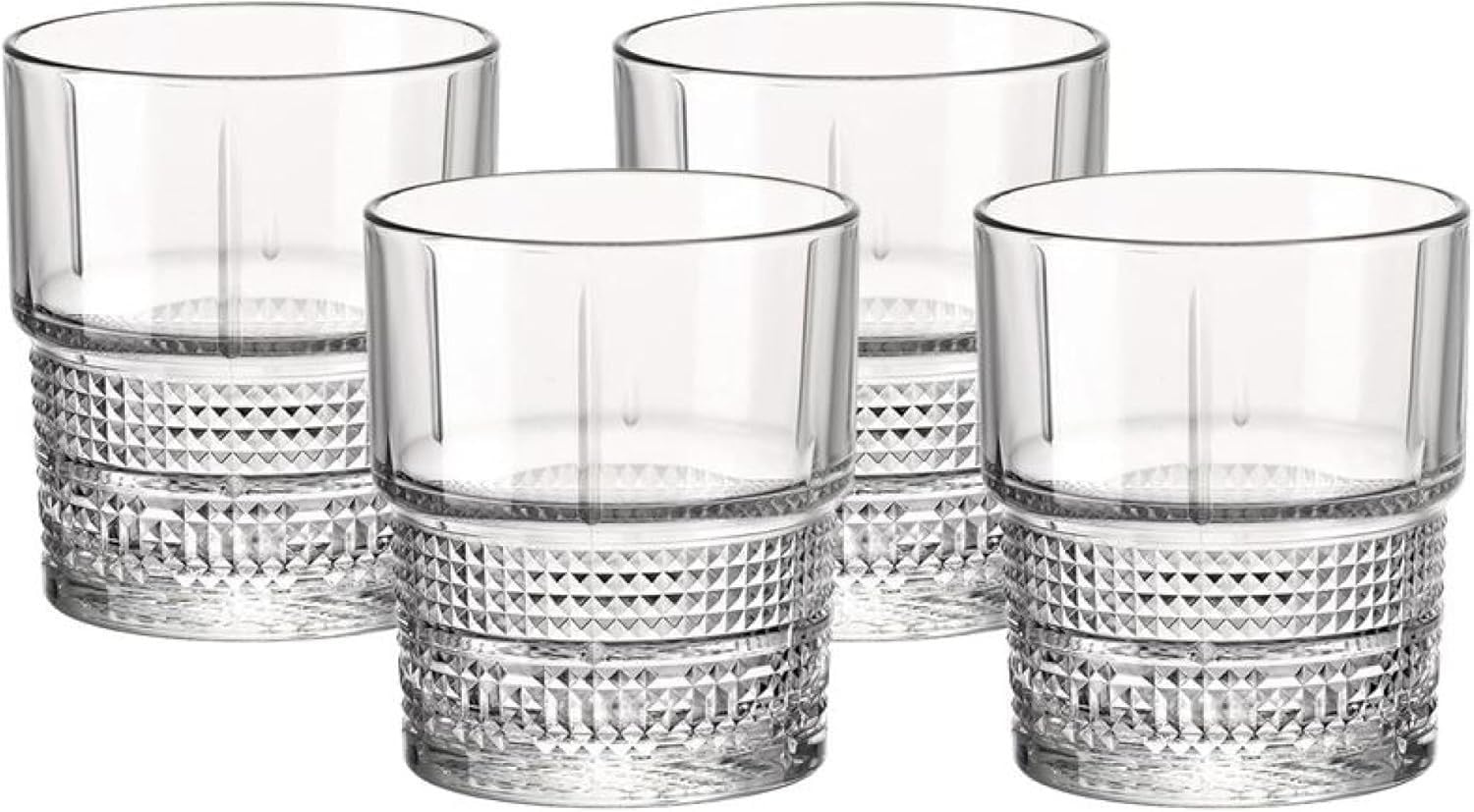 Bormioli Rocco Novecento Barware DOF - Set di 4 bicchieri impilabili, 354,​4 g, colore: Trasparente