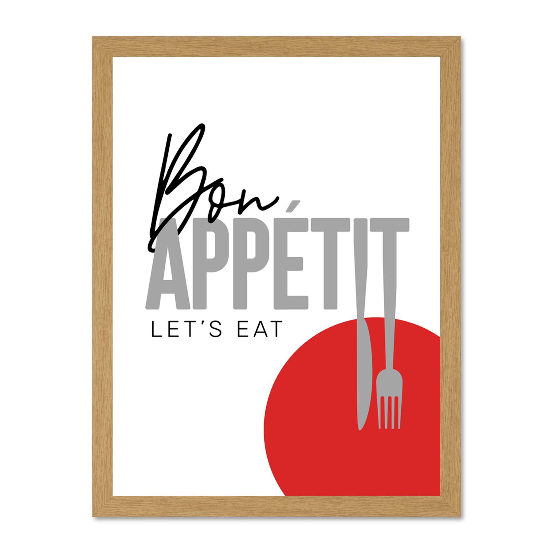 Wee Blue Coo Bon Appetit Typography Wall Large Framed Art Print Poster Wall Decor 18x24 inch