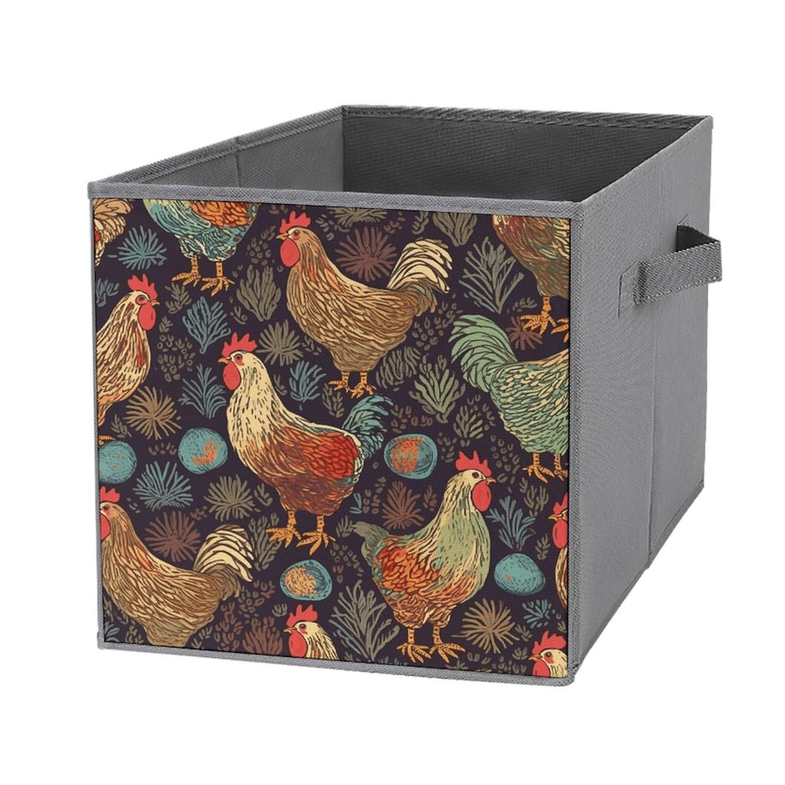 Bacs de rangement pliables à motif poulet cube tissu lot de 3