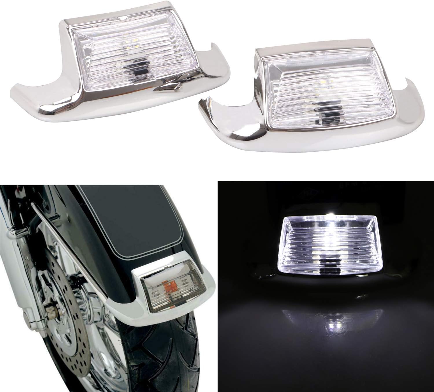 Bid4ze Chrome Clear Front & Rear Fender Tip LED Light For