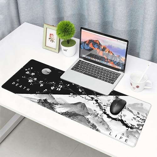 Miniatura 8 de Alfombrilla de mouse grande extendida para juegos de 35.4 x 15.7 pulgadas, XXL para escritorio completo, estilo de arte japonés, tapete de mouse de