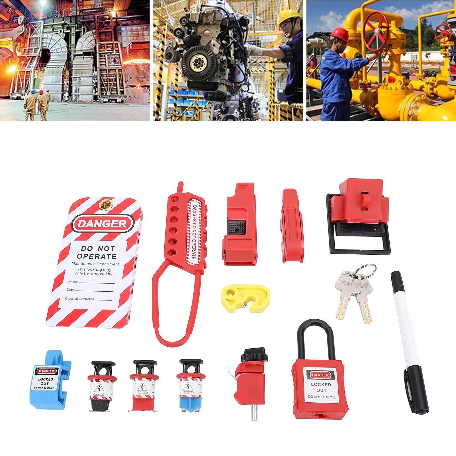 Pyhodi Kit de Etiqueta de Bloqueo LOTO Electrical Lote, la Etiqueta de Bloqueo del Grupo de Interruptores de Circuitos, el Interruptor de Bloqueo Multi Universal con Bolsa para