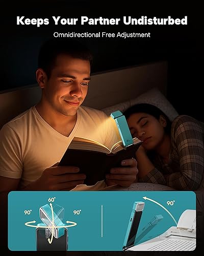Miniatura 24 de 86lux Luz de libro, luz de lectura LED recargable con clip para uso en cama y noche, 3 temperaturas de color con atenuación continua, diseño de Oro