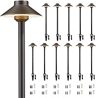 Vista 25 de Gardenreet Luces de camino de latón para exteriores, iluminación de camino de paisaje de bajo voltaje de 12 V, con cable, luz LED IP65 impermeable