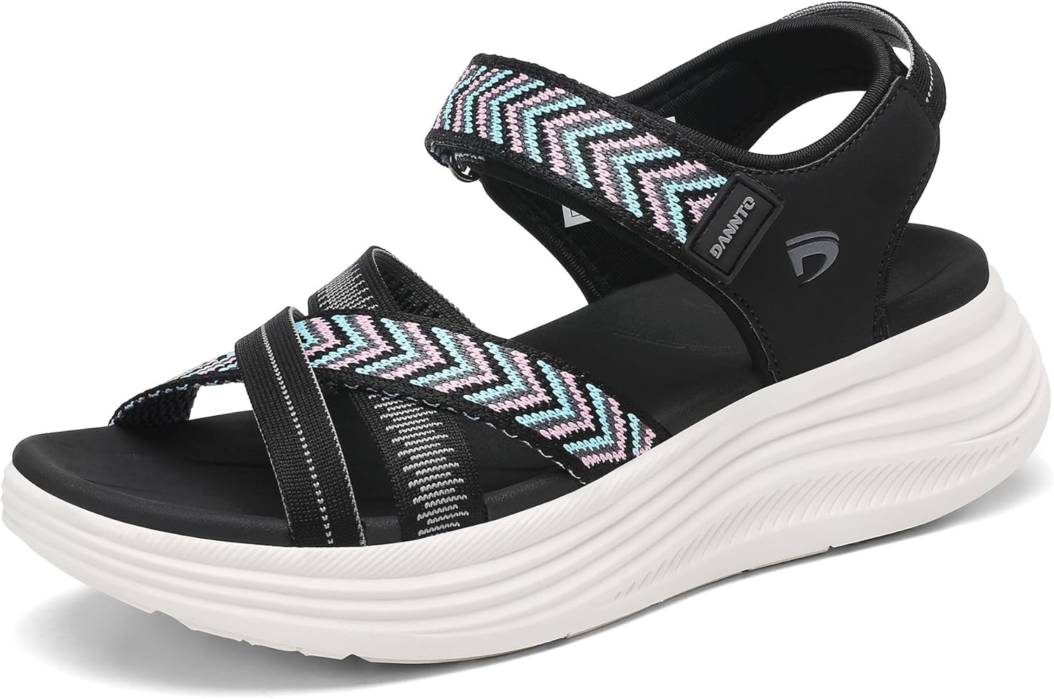 Dannto Women's Comfortable Walking Sandals with Arch Support Elastic Strap Cushioned Midsole Platform for Casual Summer Fashion Sandal